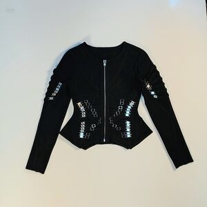 Black Fitted Jacket with Silver Stud Detailing